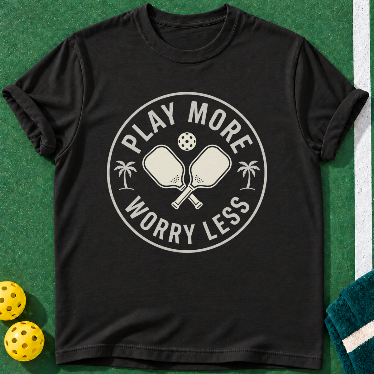 Play Without Worry T-shirt | Black | final realistic custom mockup v2