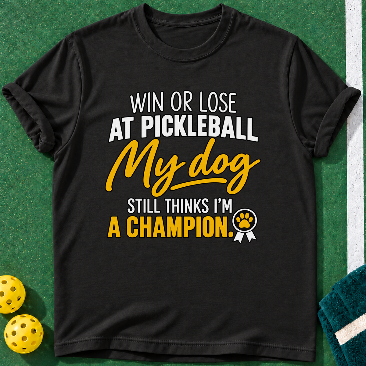 Dog Champion T-shirt | Black | final realistic custom mockup v2