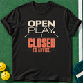 Open Play Closed T-shirt | Black | final realistic custom mockup v2