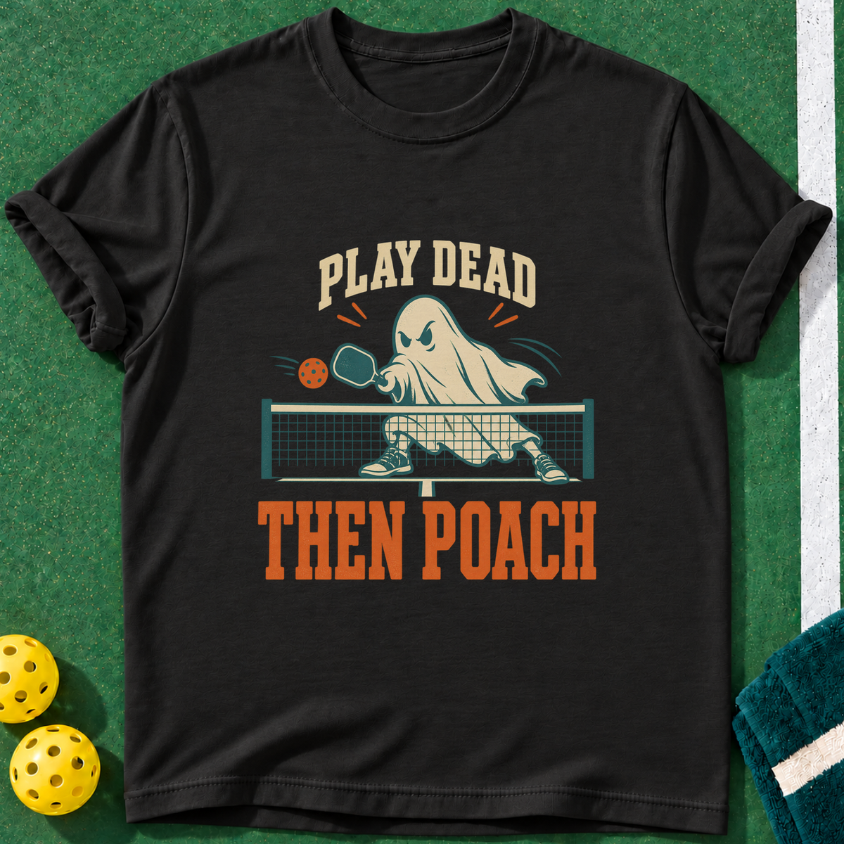 Play Dead Poach T-shirt | Black | final realistic custom mockup v2