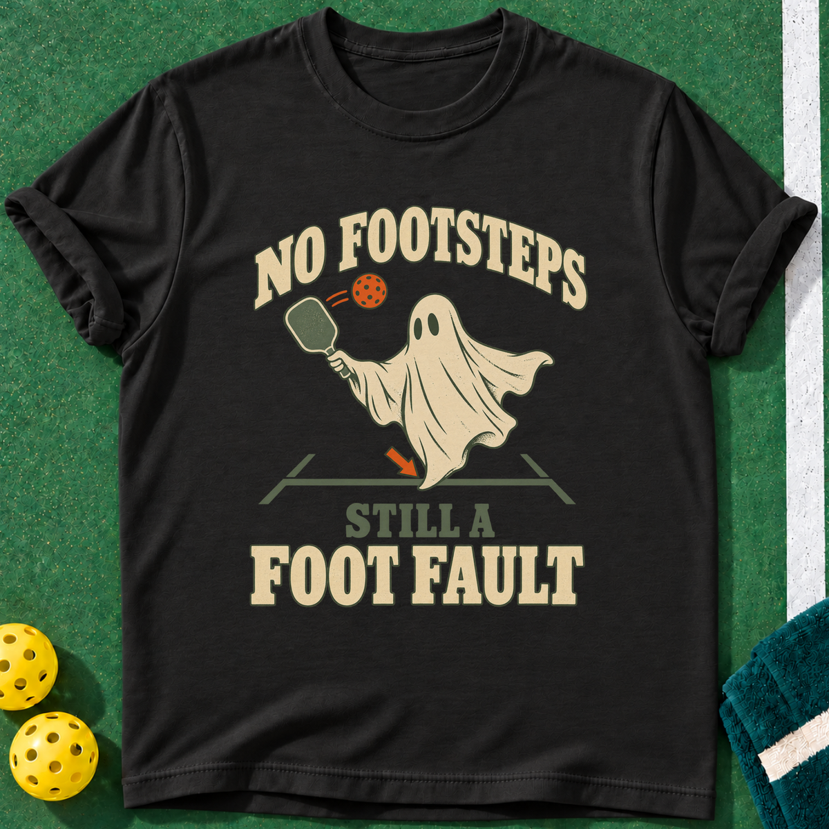 Ghost Foot Fault T-shirt | Black | final realistic custom mockup v2