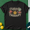 Pickleball Therapy T-shirt | Black | final realistic custom mockup v2