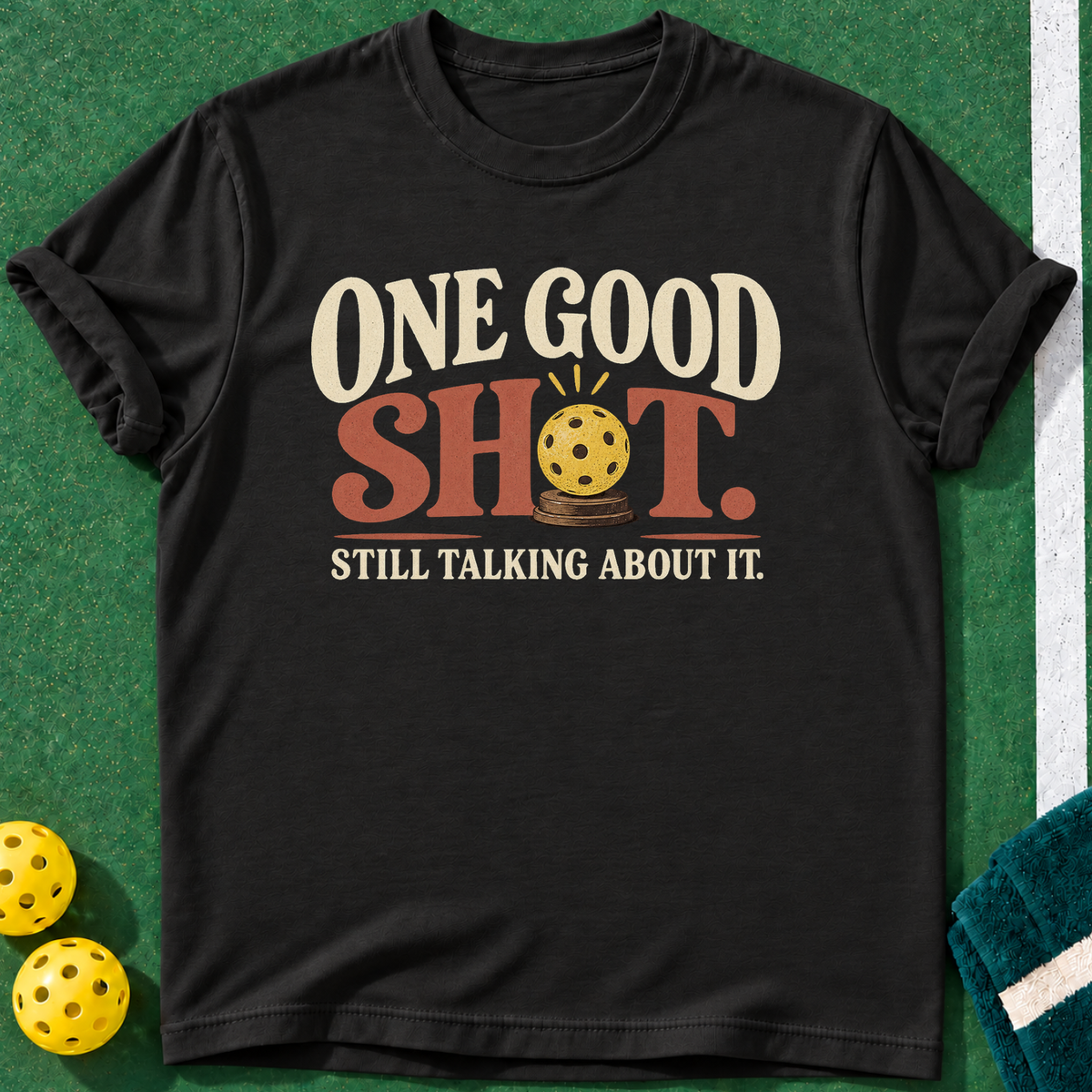 One Good Shot T-shirt | Black | final realistic custom mockup v2
