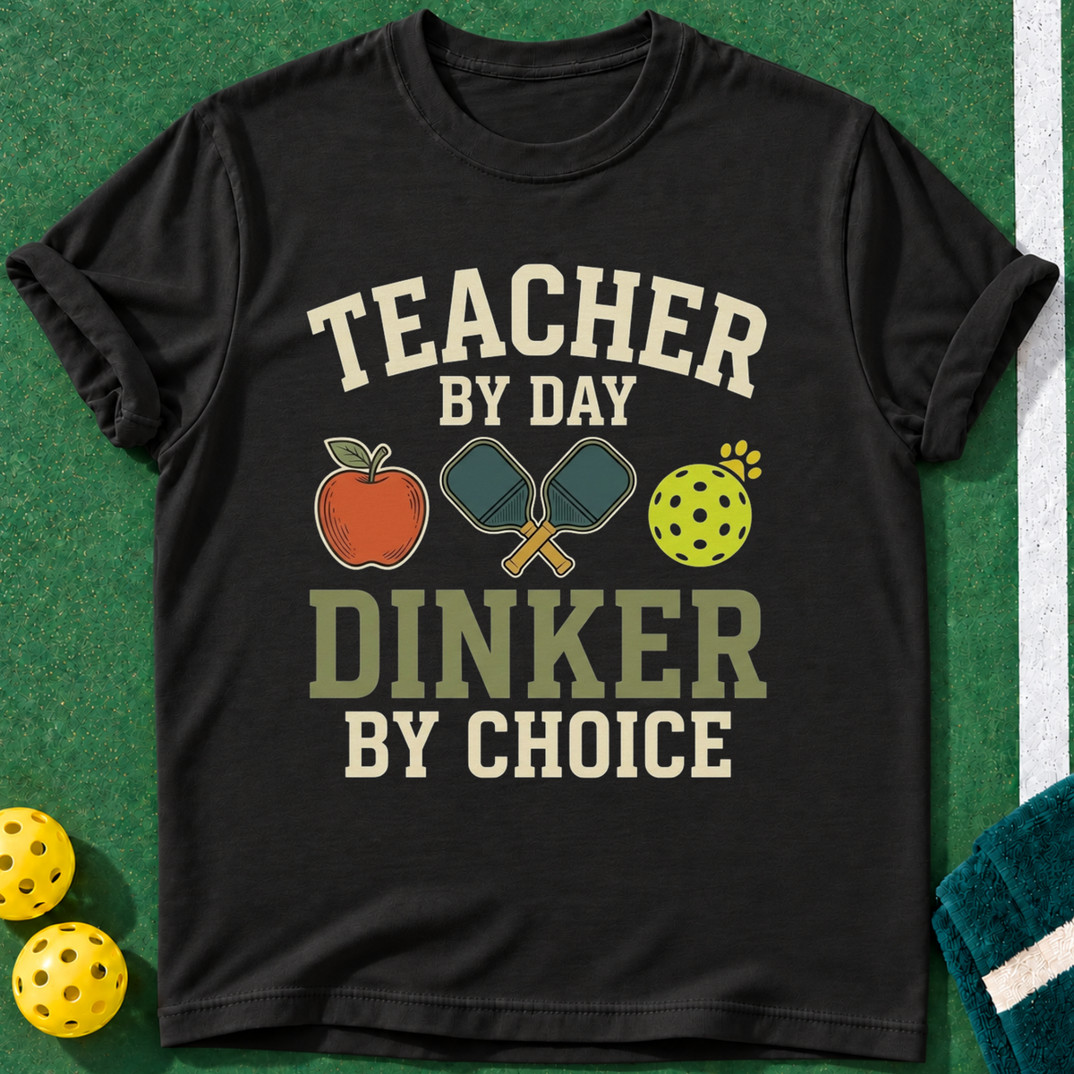Daytime Teacher Dinker T-shirt | Black | final realistic custom mockup v2