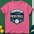Club Mountain Badge T-shirt | Heather Berry | final realistic custom mockup v2
