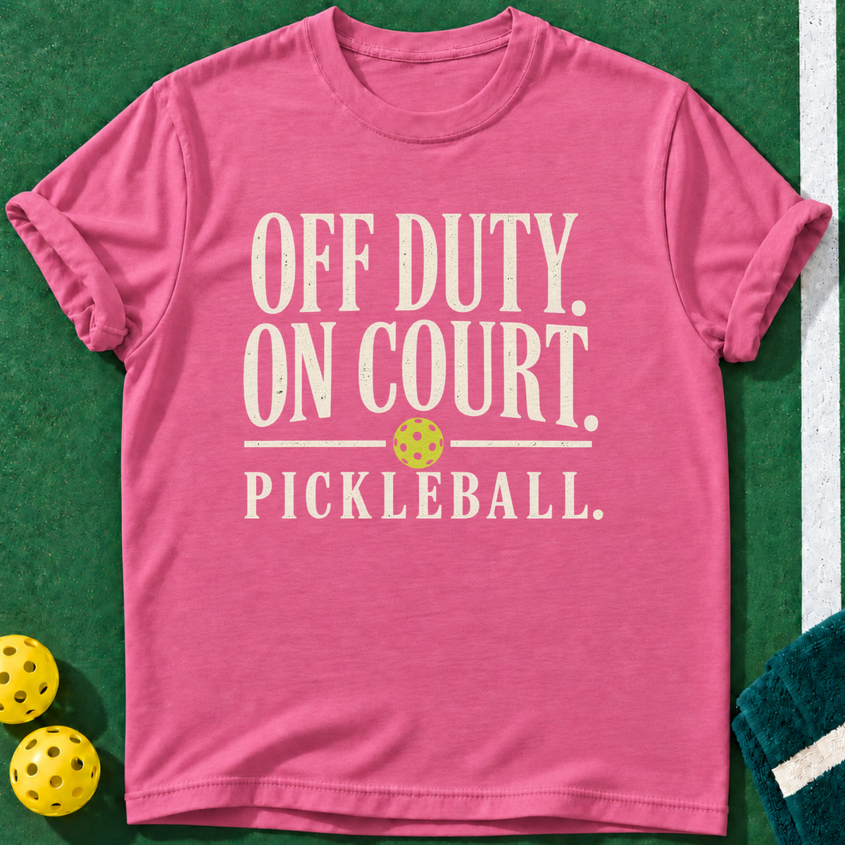 Off Duty Court T-shirt | Heather Berry | final realistic custom mockup v2