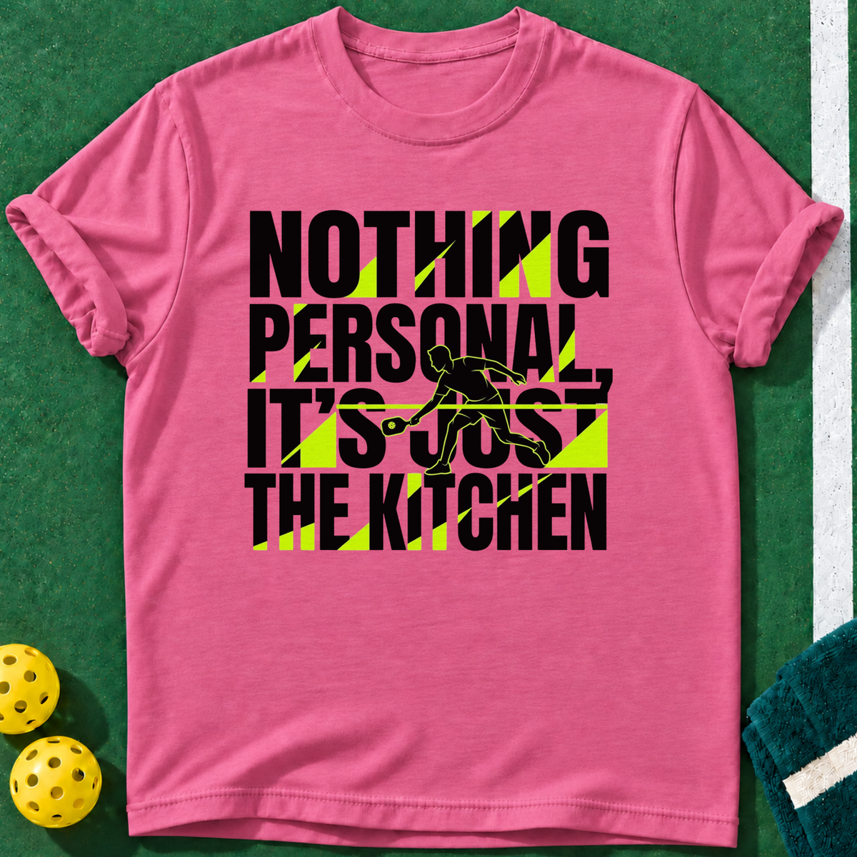 Nothing Personal Pickleball T-shirt | Heather Berry | final realistic custom mockup v2