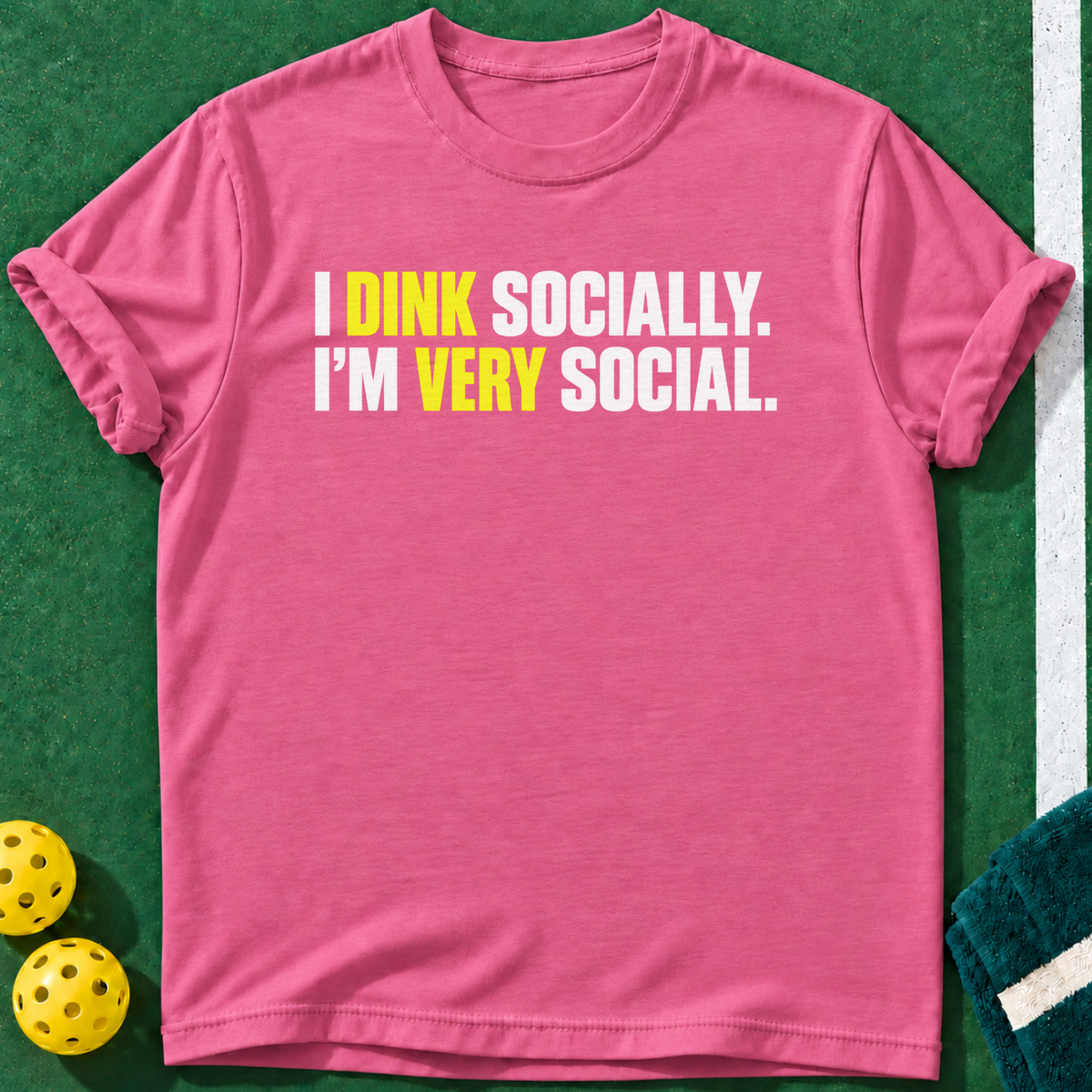 Dink Socially T-shirt | Heather Berry | final realistic custom mockup v2