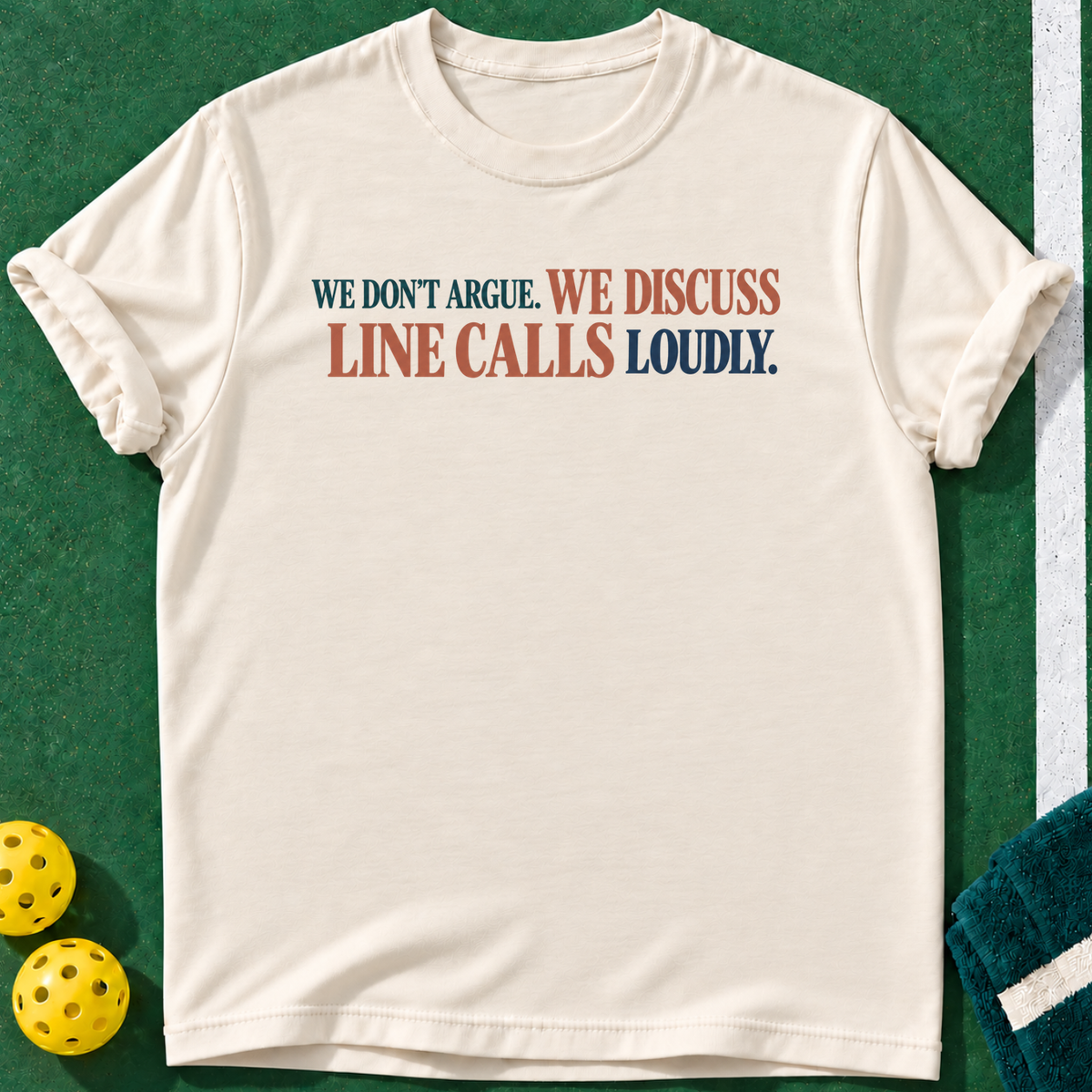 Friendly Debate T-shirt | Natural | final realistic custom mockup v2