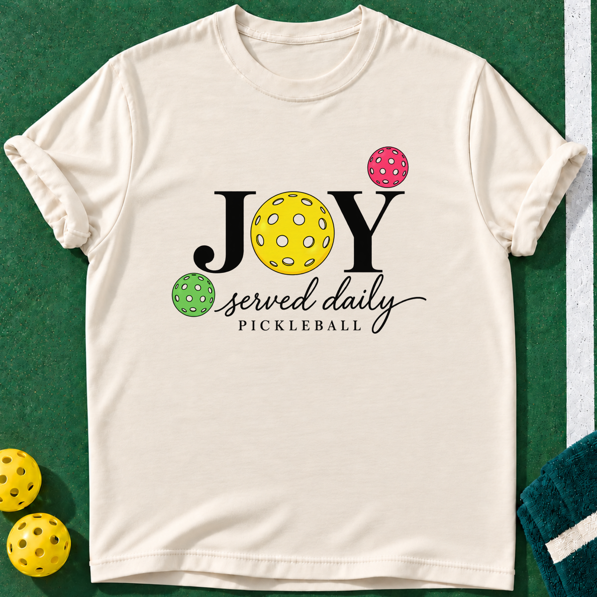 Joy Served Daily T-shirt | Natural | final realistic custom mockup v2