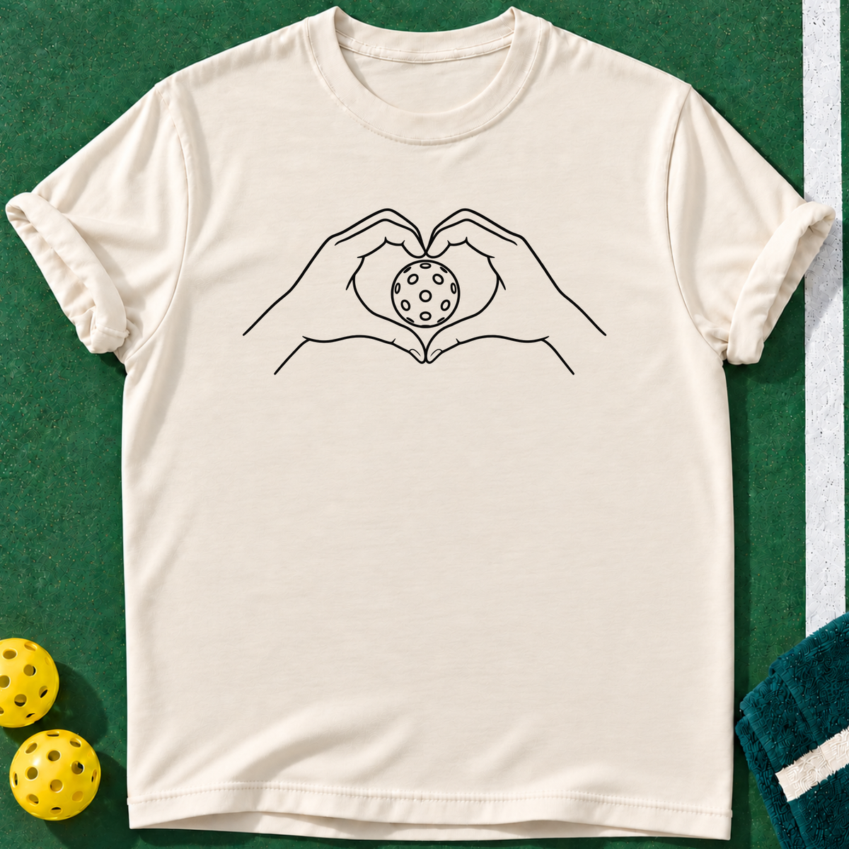 Pickleball Love T-shirt | Natural | final realistic custom mockup v2