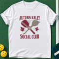 Autumn Rally Social T-shirt | White | final realistic custom mockup v2
