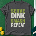 Serve Dink Smash T-shirt | Dark Heather | final realistic custom mockup v2