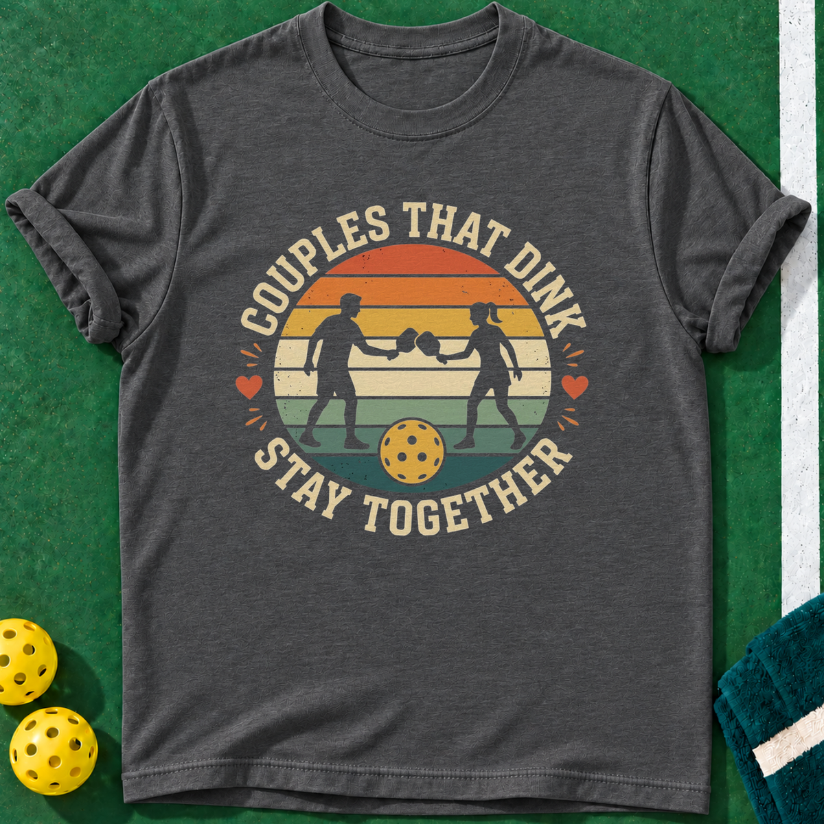 Dinking Couples T-shirt | Dark Heather | final realistic custom mockup v2