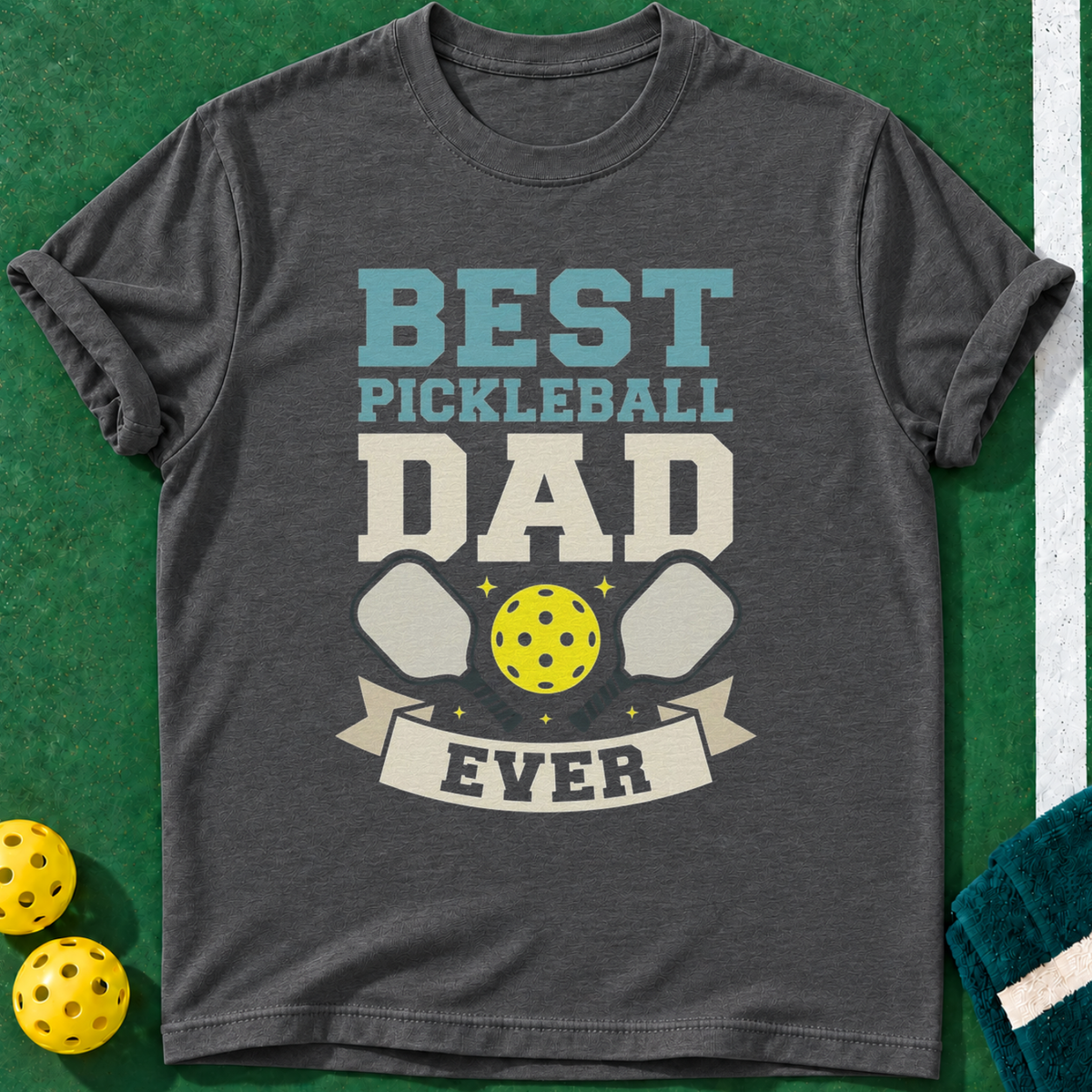 Dad Dinks Better T-shirts | Dark Heather | final realistic custom mockup v2