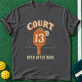 Court 13 Nights T-shirt | Dark Heather | final realistic custom mockup v2