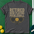 Retired Now Playing T-shirt | Dark Heather | final realistic custom mockup v2