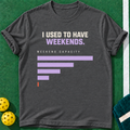 Weekend Pickleball T-shirt | Dark Heather | final realistic custom mockup v2