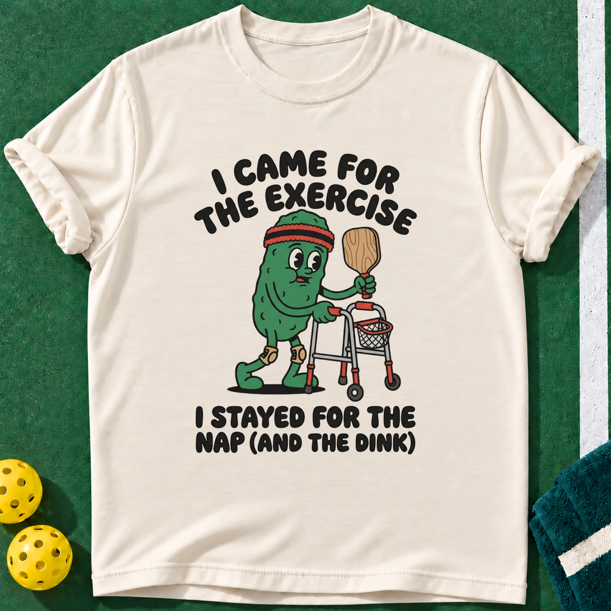Exercise Dinker T-shirt | Natural | final realistic custom mockup v2