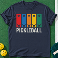 Retro Rainbow Paddle T-shirt | Navy | final realistic custom mockup v2