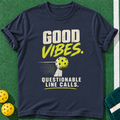 Good Vibes Questionable T-shirt | Navy | final realistic custom mockup v2