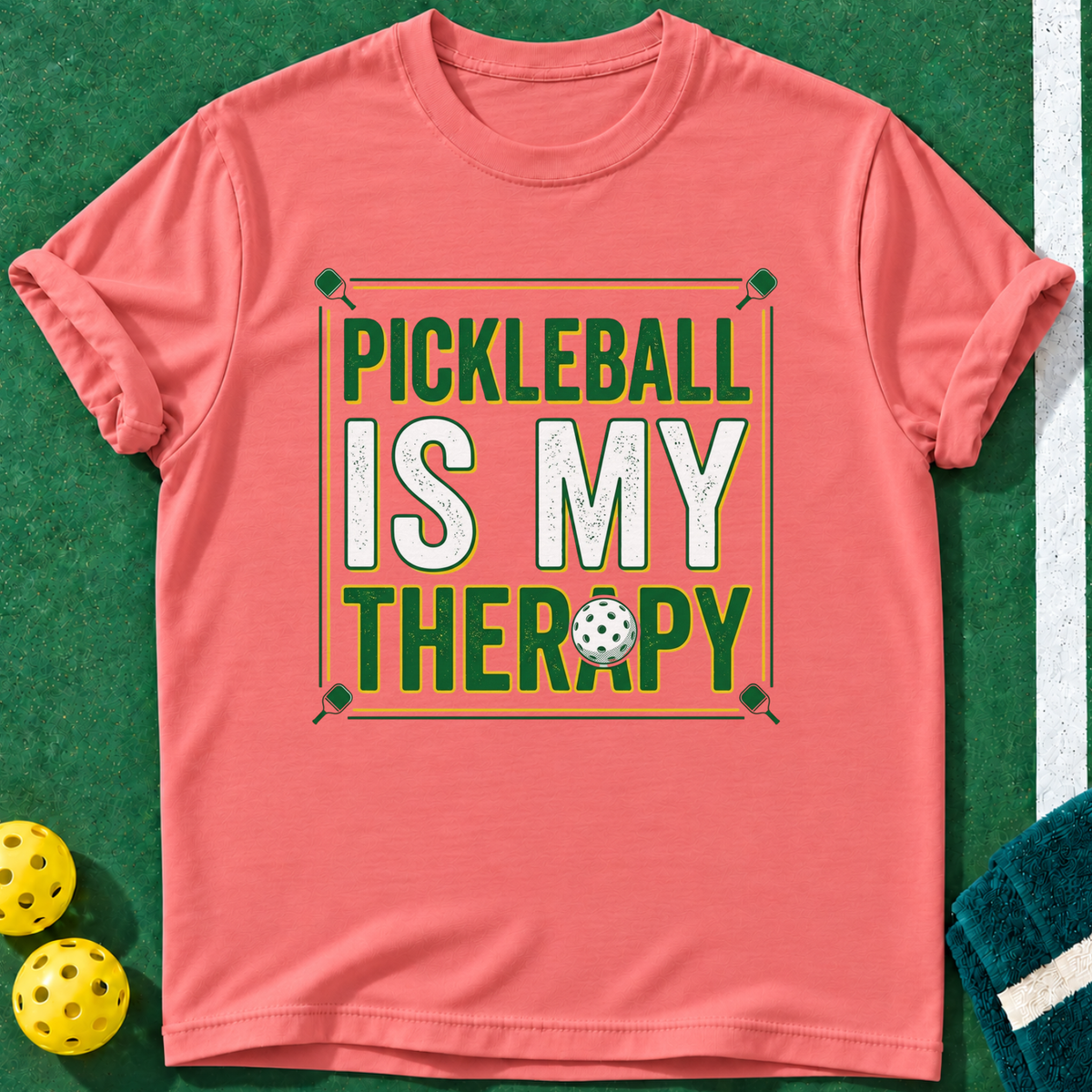 Therapy Floral T-shirt | Coral Silk | final realistic custom mockup v2