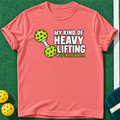 Heavy Lifting T-shirt | Coral Silk | final realistic custom mockup v2