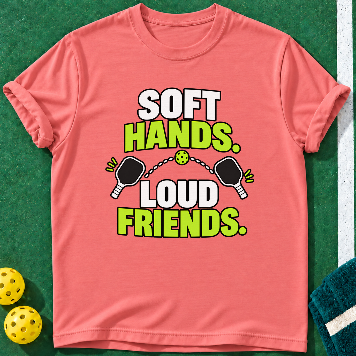 Soft Drop Cheer T-shirt | Coral Silk | final realistic custom mockup v2