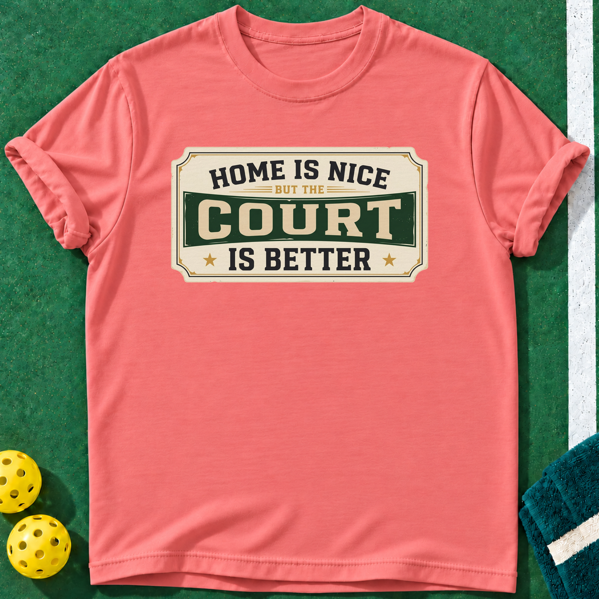 Better Court Days T-shirt | Coral Silk | final realistic custom mockup v2