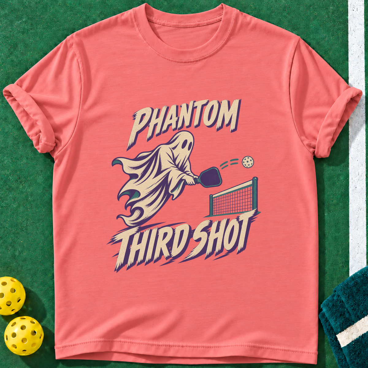 Phantom Third Shot T-shirt | Coral Silk | final realistic custom mockup v2