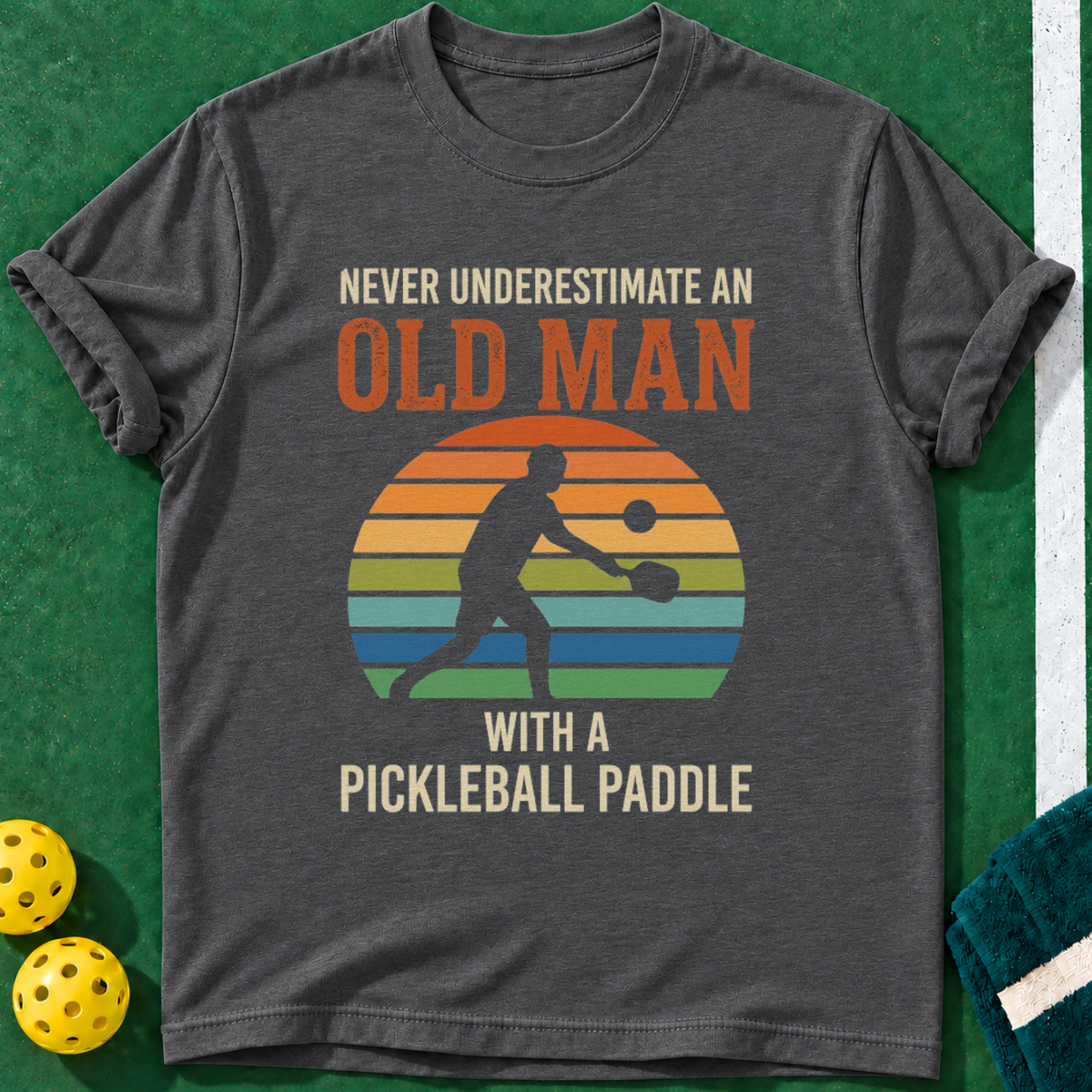 Old Man Dink T-shirt | Dark Heather | final realistic custom mockup v2