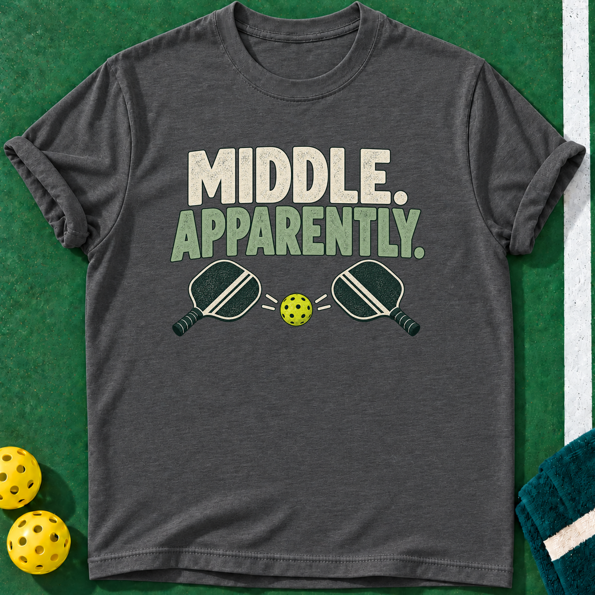 Middle Apparently T-shirt | Dark Heather | final realistic custom mockup v2