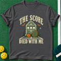 Dead Scorekeeper T-shirt | Dark Heather | final realistic custom mockup v2