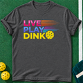 Live Play Dink T-shirt | Dark Heather | final realistic custom mockup v2
