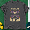 Summon Third Shot T-shirt | Dark Heather | final realistic custom mockup v2