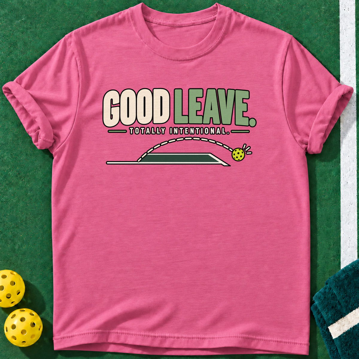 Intentional Good Leave T-shirt | Heather Berry | final realistic custom mockup v2