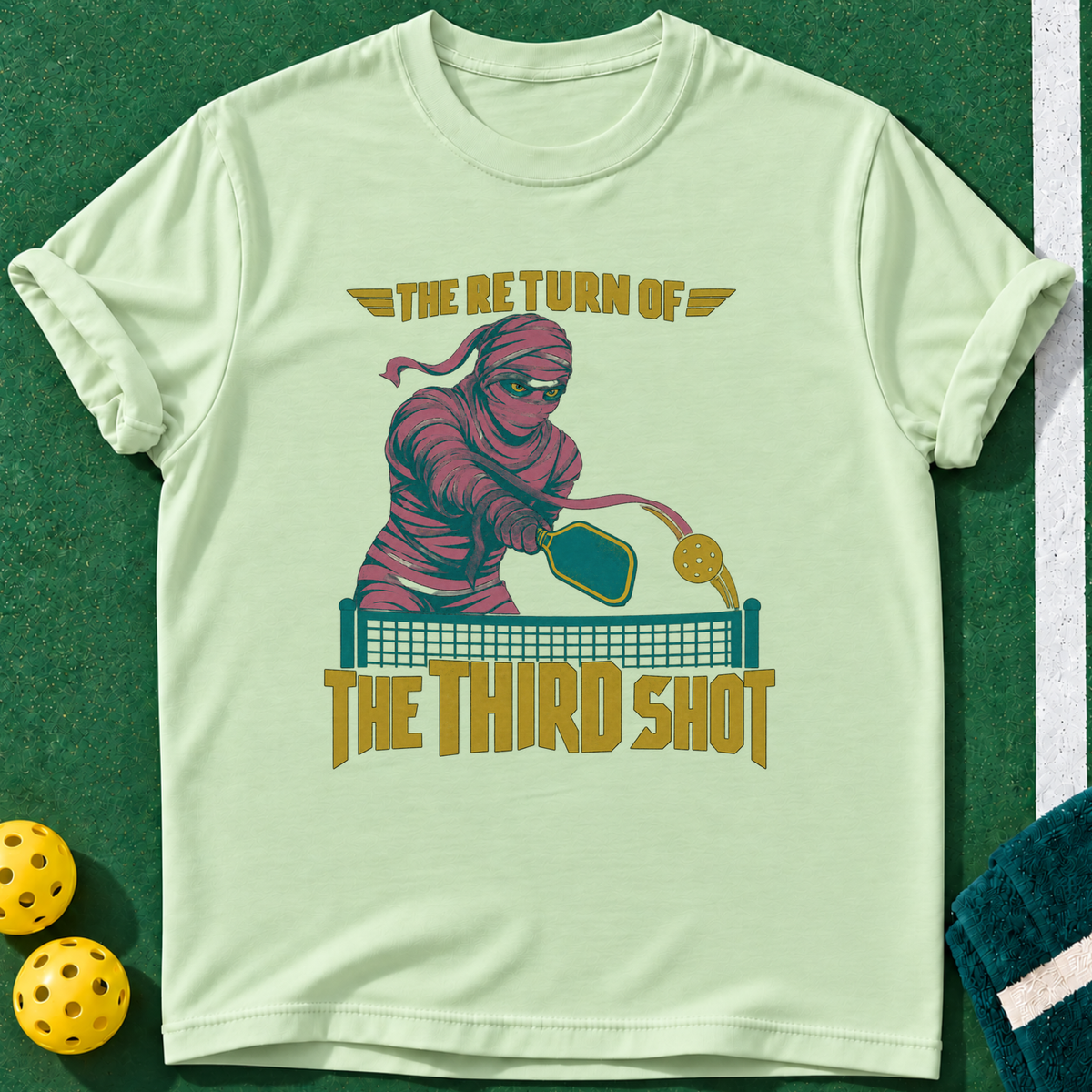 Return Third Shot T-shirt | Mint Green | final realistic custom mockup v2