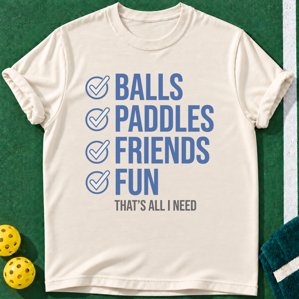 Balls Paddles Friends T-shirt | Natural | final realistic custom mockup v2