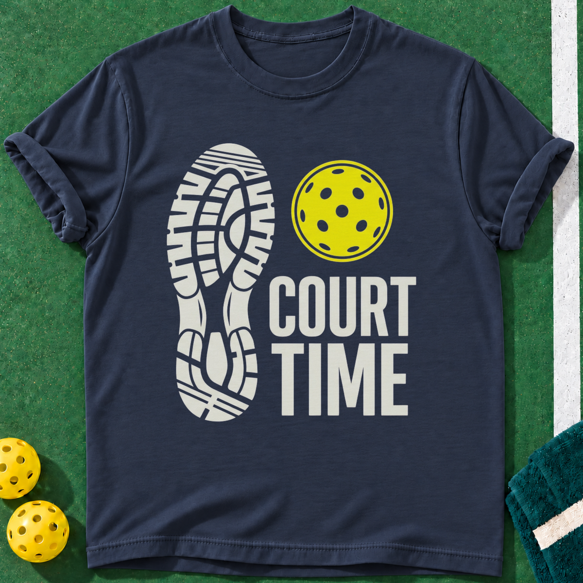 Court Time T-shirt | Navy | final realistic custom mockup v2