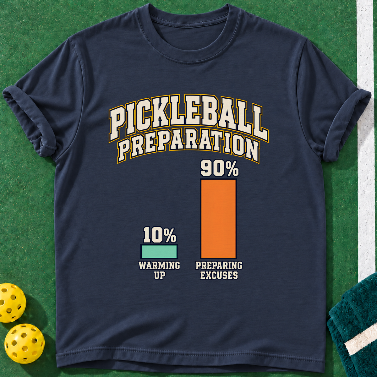 Pickleball Preparation T-shirt | Navy | final realistic custom mockup v2