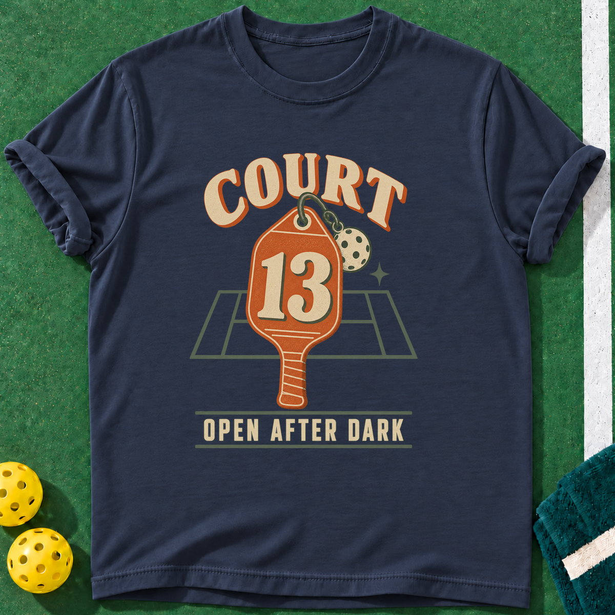Court 13 Nights T-shirt | Navy | final realistic custom mockup v2
