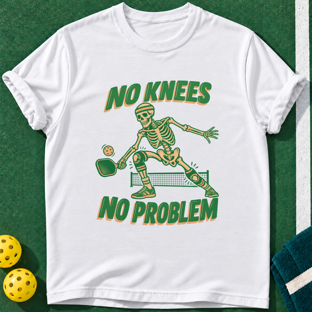 Knees No Problem T-shirt | White | final realistic custom mockup v2