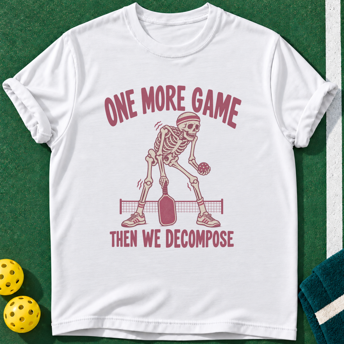 Decompose After Game T-shirt | White | final realistic custom mockup v2