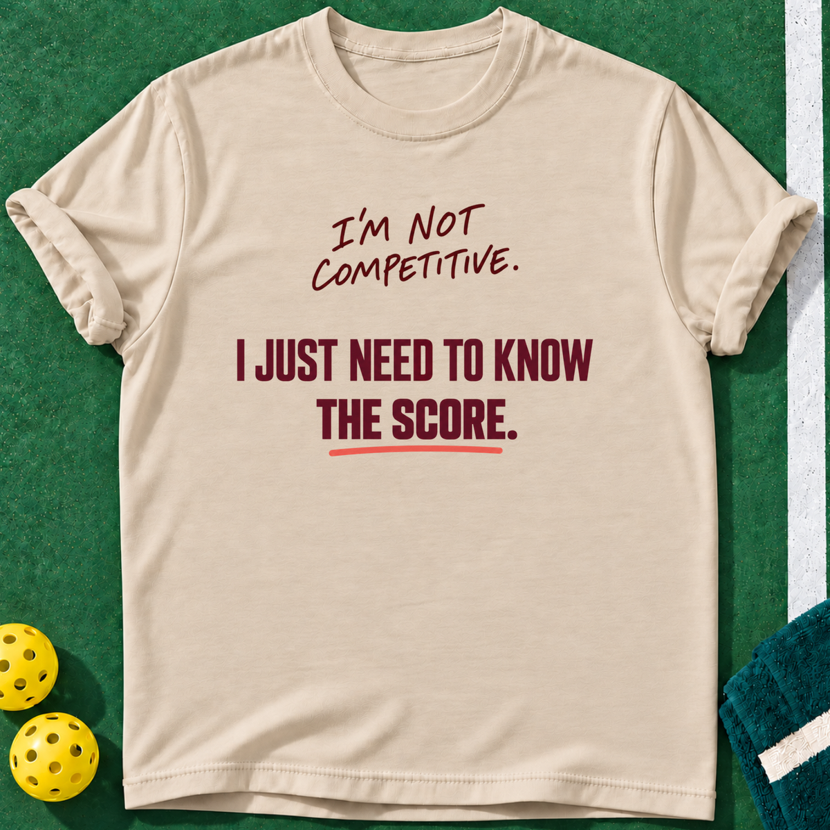 Need The Score T-shirt | Sand | final realistic custom mockup v2