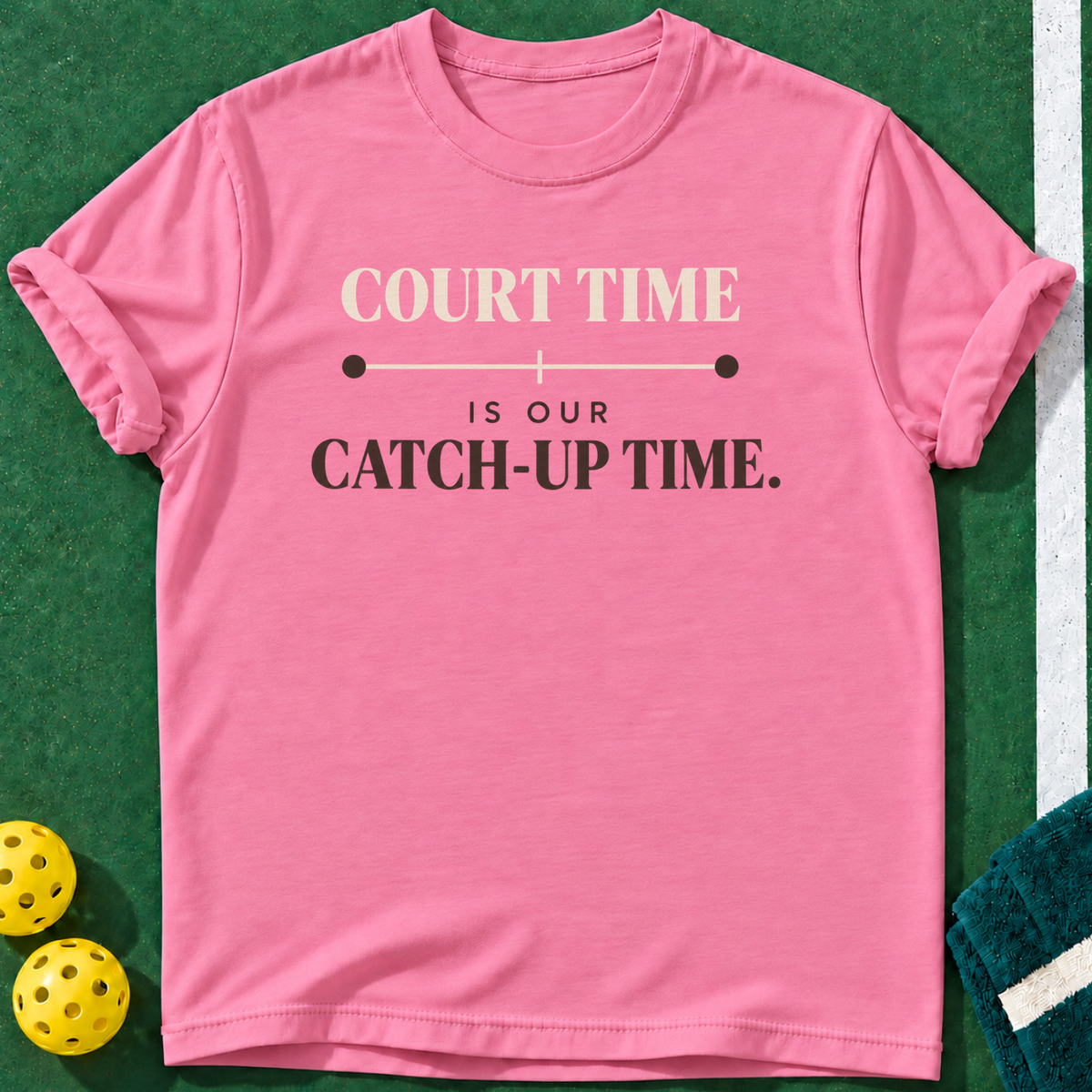 Our Court Time T-shirt | Azalea | final realistic custom mockup v2